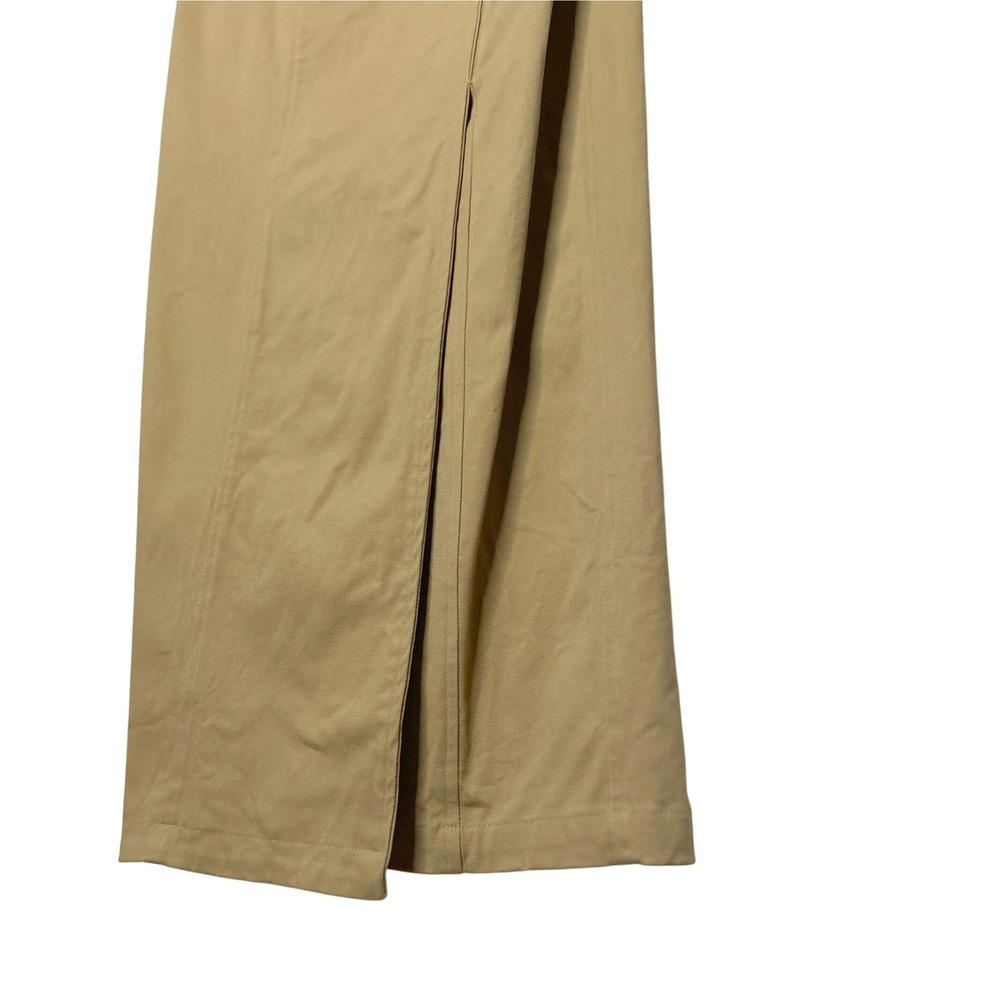 JLUXLABEL Khaki Asymmetric Belted Midi Dress M Strapless Trench Chic NWT No Belt - Picture 10 of 16